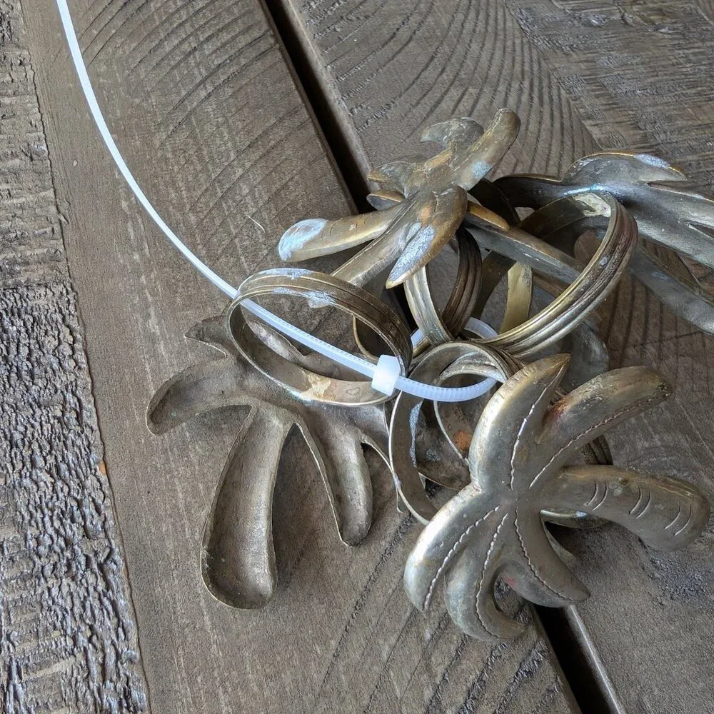 Lot of 6 Silver Palm Tree Tropical Napkin Ring Holders